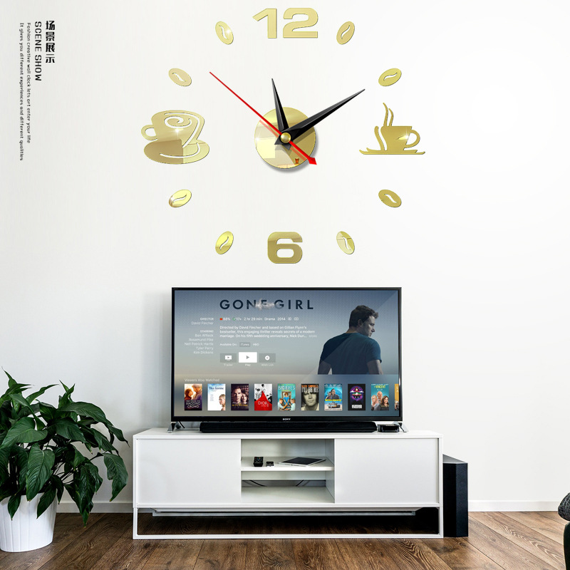 Fashion Wall Clock Acrylic Mirror Wall Sticker Home Diy3d ThreeDimensional Decoration Square Digital Clock Jcy69