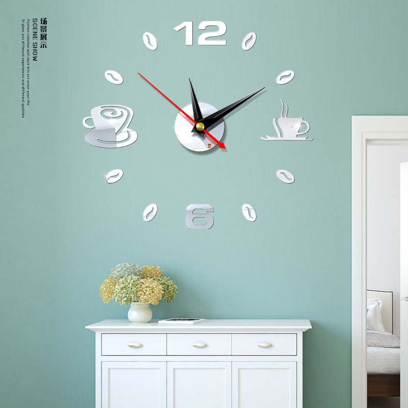 Fashion Wall Clock Acrylic Mirror Wall Sticker Home Diy3d ThreeDimensional Decoration Square Digital Clock Jcy69
