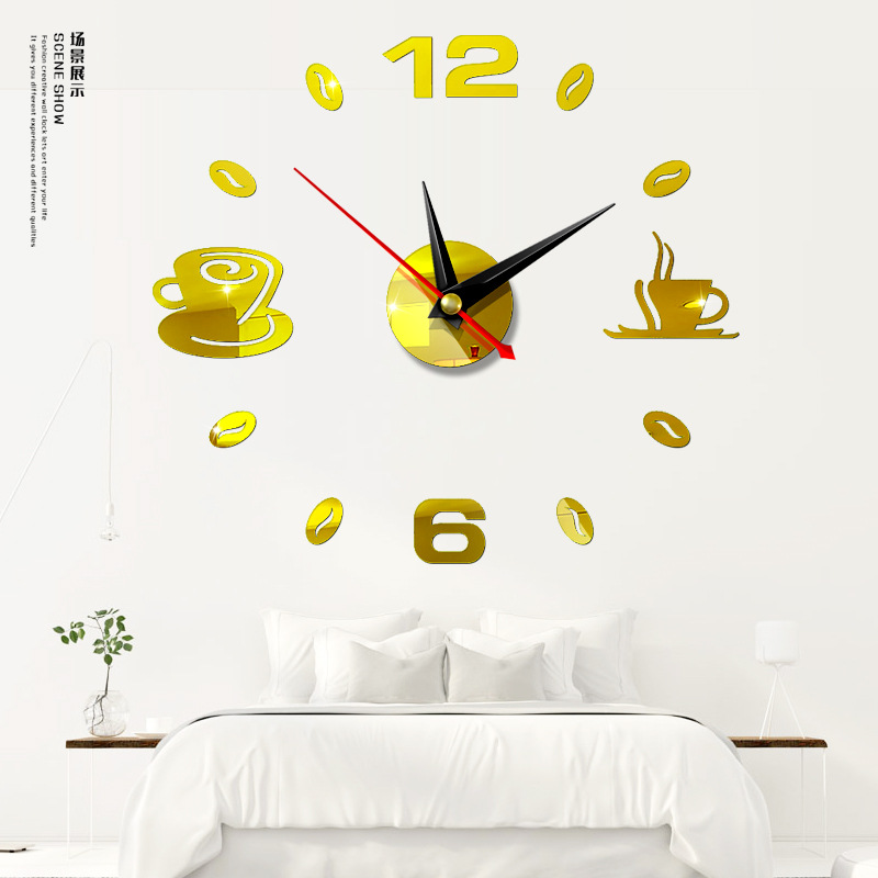 Fashion Wall Clock Acrylic Mirror Wall Sticker Home Diy3d ThreeDimensional Decoration Square Digital Clock Jcy69