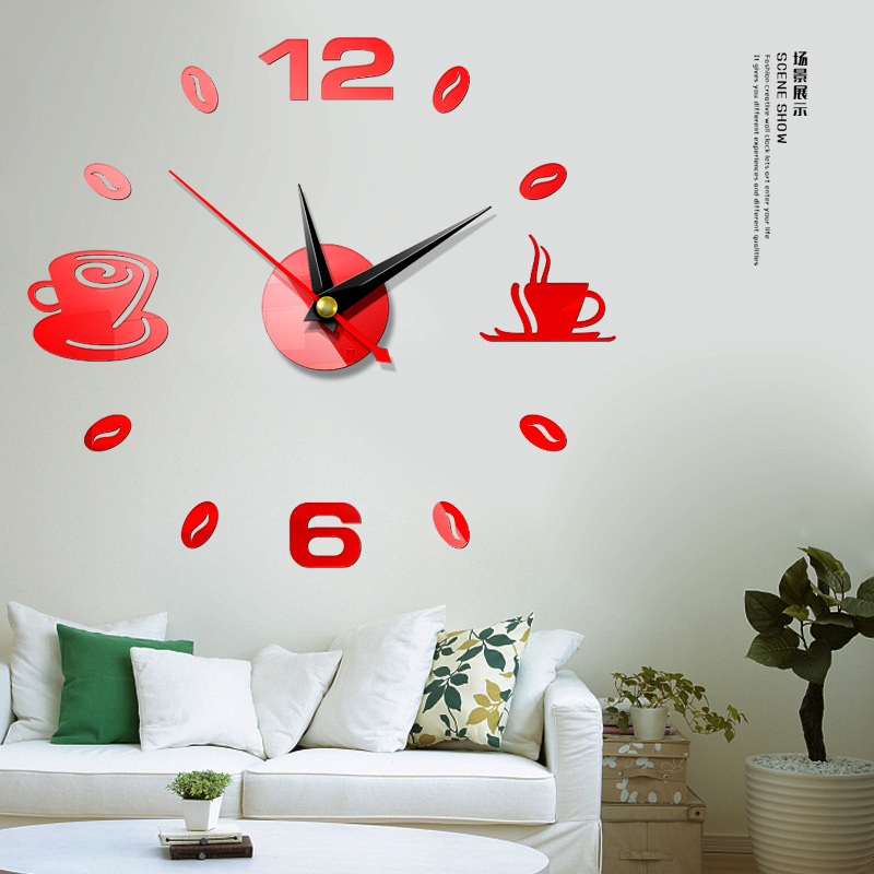 Fashion Wall Clock Acrylic Mirror Wall Sticker Home Diy3d ThreeDimensional Decoration Square Digital Clock Jcy69
