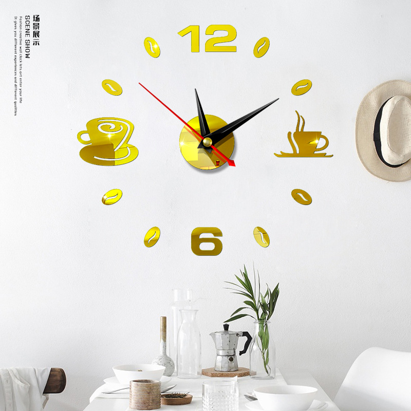 Fashion Wall Clock Acrylic Mirror Wall Sticker Home Diy3d ThreeDimensional Decoration Square Digital Clock Jcy69