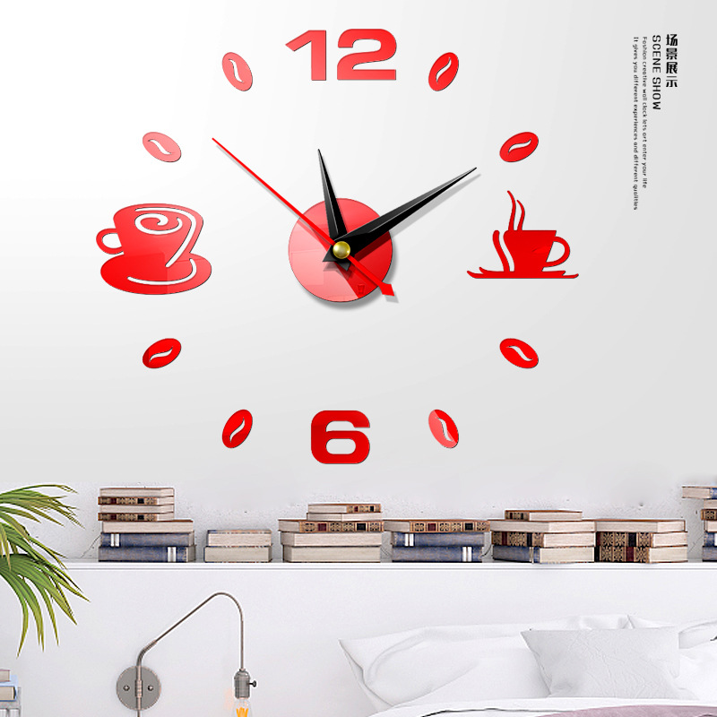Fashion Wall Clock Acrylic Mirror Wall Sticker Home Diy3d ThreeDimensional Decoration Square Digital Clock Jcy69