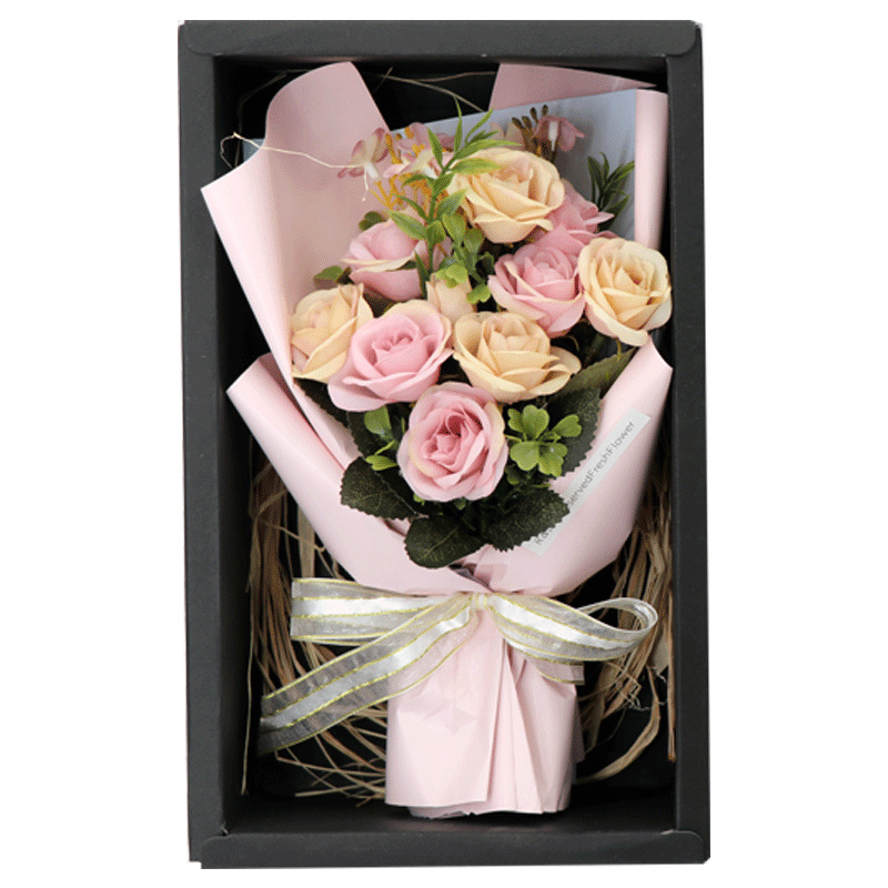 Rose Gift Box Fresh Valentine &#039;S Day Christmas Gift Artificial Flower Raw Silk Rose Bouquet Gift Box