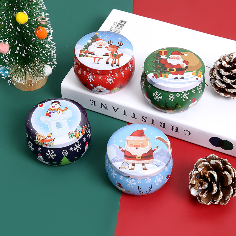 Christmas Gift Cross-Border Supply Manufacturer Soy Wax Fragrance Candle Gift Box Four-Piece Set Aromatherapy Christmas Candle