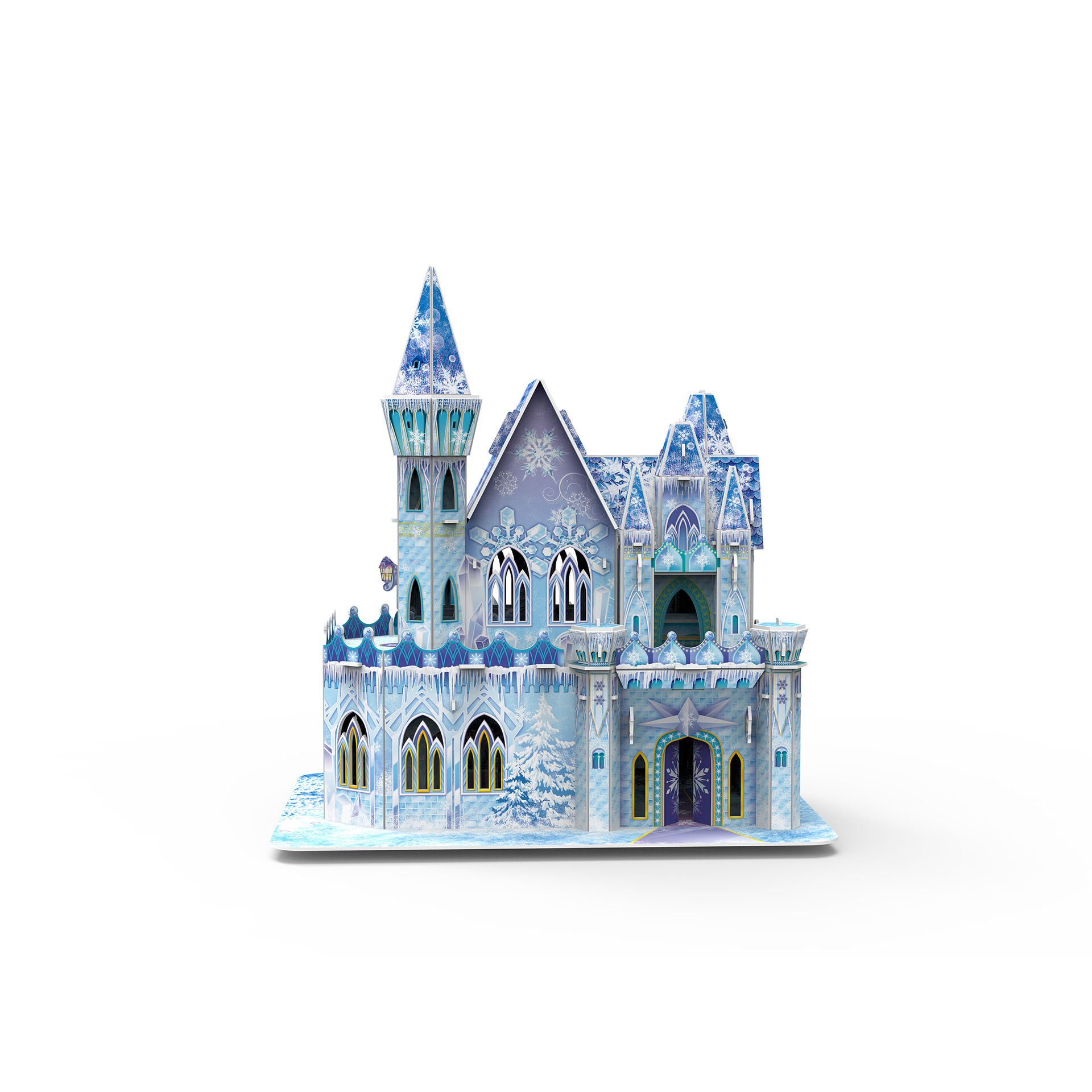 Cross-Border Hot Sale DIY 3D Puzzle Model Ice and Snow Castle Educational Building Blocks 3D Model Girl Christmas Gift Toy
