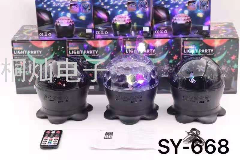 SY-668 New Stage Lights Card Wireless Bluetooth Speaker Octopus Christmas Lights Star Light Audio Gift