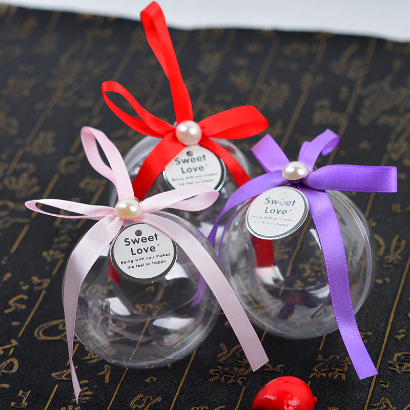 New Hand Gift Wedding Candies Box Plastic Transparent Ball Crystal Ball Christmas Ball Gift Box 7cm Christmas Decorating Ball