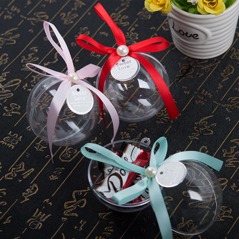 New Hand Gift Wedding Candies Box Plastic Transparent Ball Crystal Ball Christmas Ball Gift Box 7cm Christmas Decorating Ball