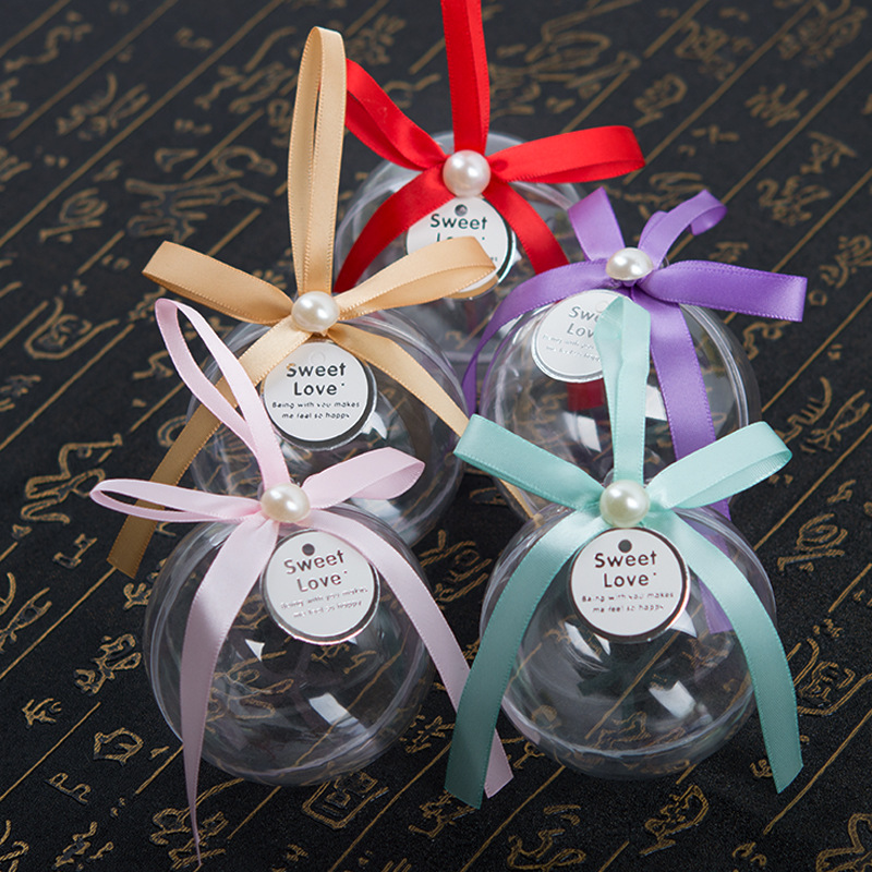 New Hand Gift Wedding Candies Box Plastic Transparent Ball Crystal Ball Christmas Ball Gift Box 7cm Christmas Decorating Ball