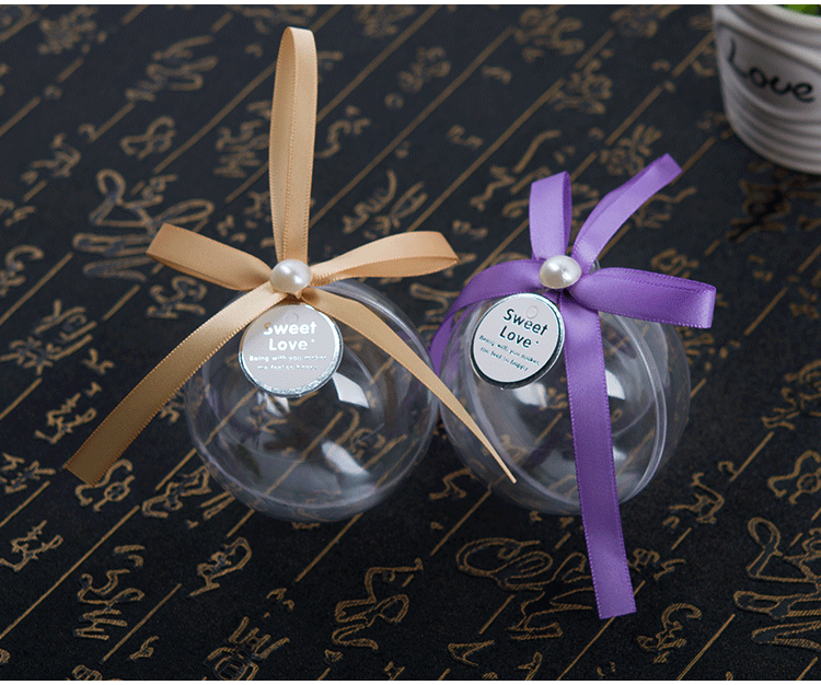 New Hand Gift Wedding Candies Box Plastic Transparent Ball Crystal Ball Christmas Ball Gift Box 7cm Christmas Decorating Ball