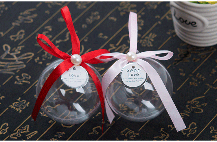 New Hand Gift Wedding Candies Box Plastic Transparent Ball Crystal Ball Christmas Ball Gift Box 7cm Christmas Decorating Ball