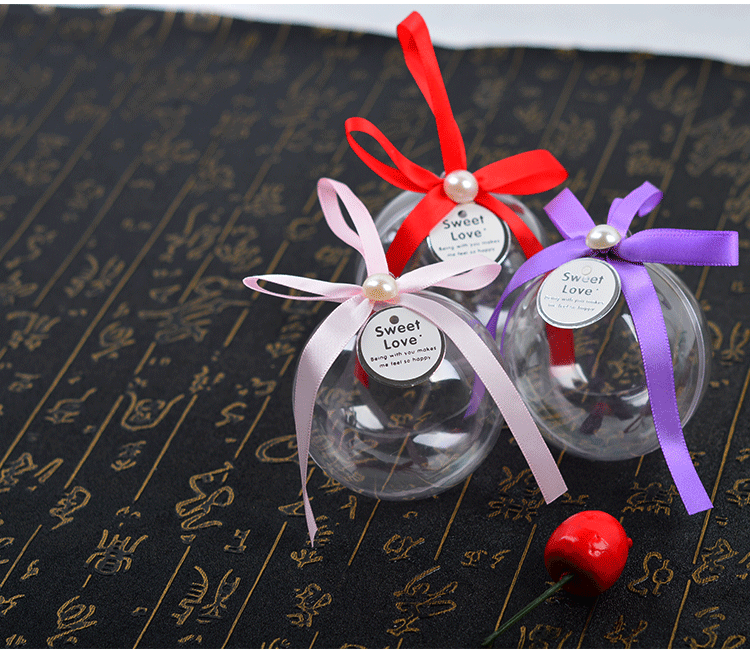 New Hand Gift Wedding Candies Box Plastic Transparent Ball Crystal Ball Christmas Ball Gift Box 7cm Christmas Decorating Ball