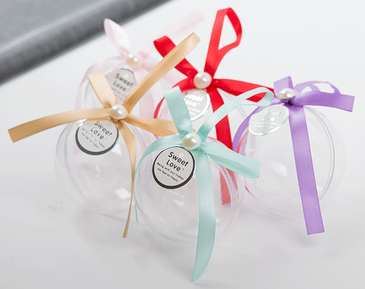 New Hand Gift Wedding Candies Box Plastic Transparent Ball Crystal Ball Christmas Ball Gift Box 7cm Christmas Decorating Ball