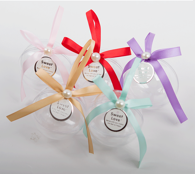 New Hand Gift Wedding Candies Box Plastic Transparent Ball Crystal Ball Christmas Ball Gift Box 7cm Christmas Decorating Ball