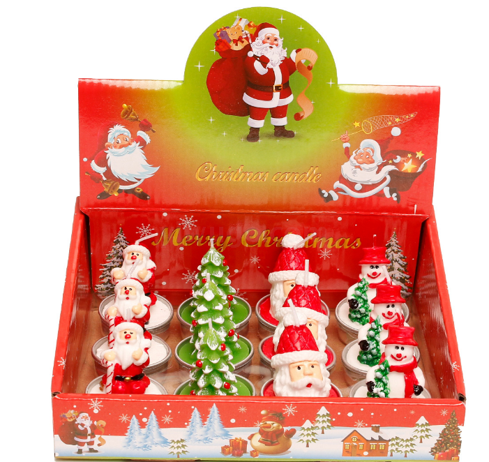 Filled 12 gift boxes filled with painted aluminum snowman Christmas tree tea Wax