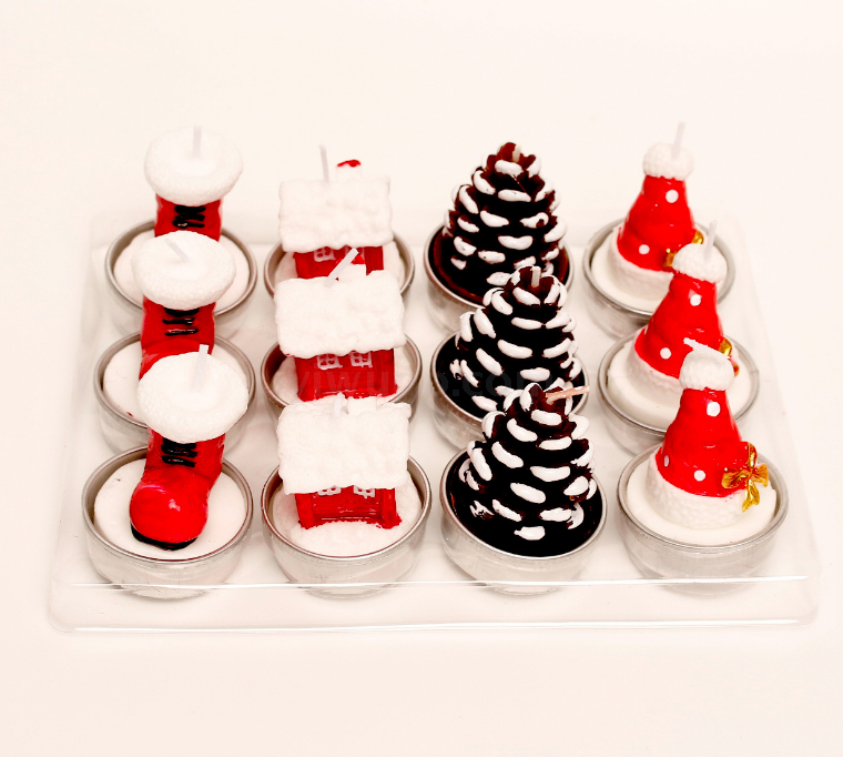 Filled 12 gift boxes filled with painted aluminum snowman Christmas tree tea Wax