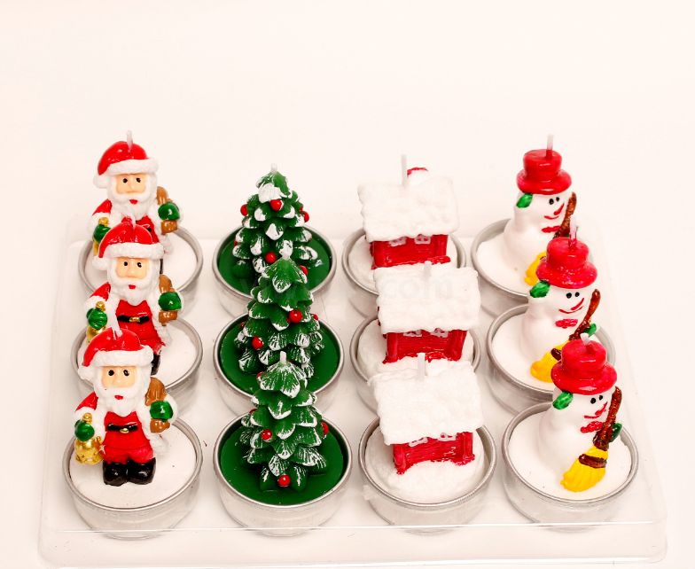 Filled 12 gift boxes filled with painted aluminum snowman Christmas tree tea Wax
