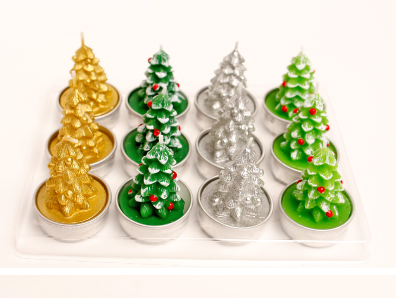 Filled 12 gift boxes filled with painted aluminum snowman Christmas tree tea Wax