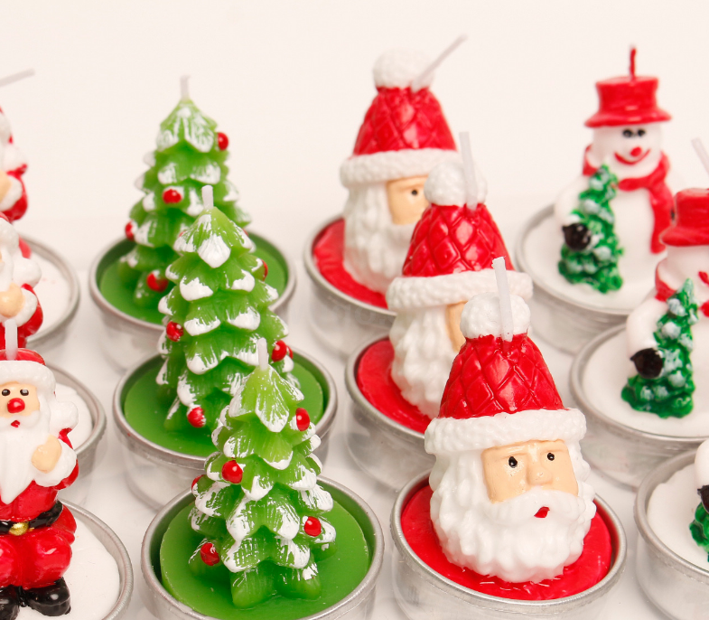 Filled 12 gift boxes filled with painted aluminum snowman Christmas tree tea Wax