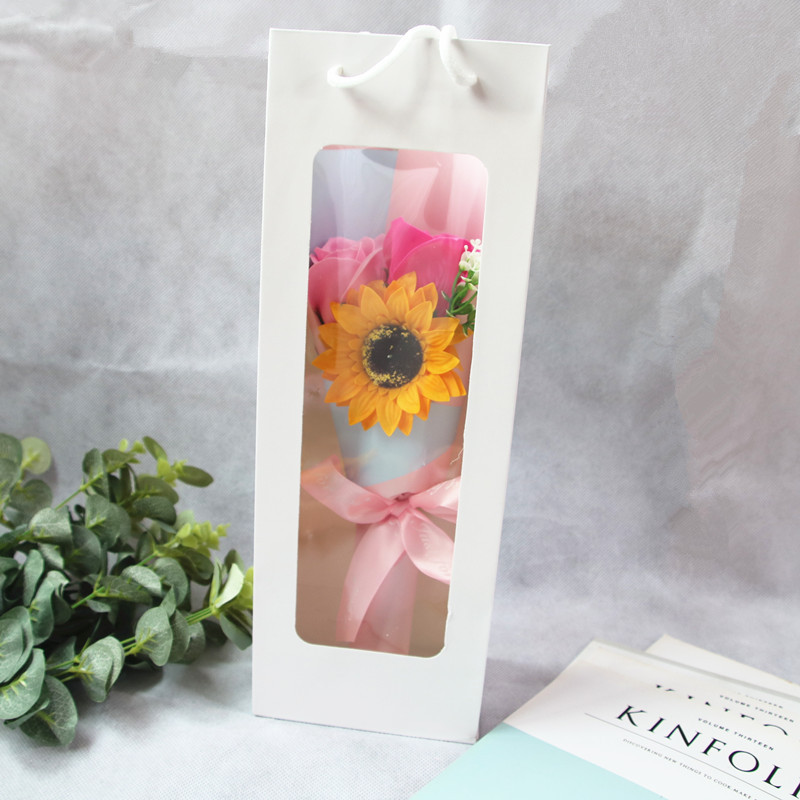 Factory Wholesale Creative Single Rose Sunflower Hand Holding Soap Bouquet Birthday Gift Christmas Graduation Season Activity