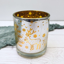 Factory Direct Sales Glass Candle Cup Electroplated Transparent Christmas Gift Aromatherapy Candlestick Home Decoration Glass
