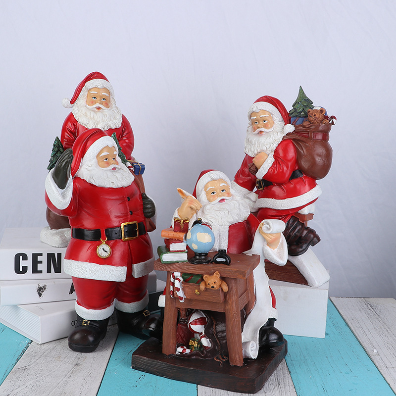 Cross-Border Santa Claus Decorations Decoration Christmas Gift Home Living Room Desktop Resin Craft Ornament