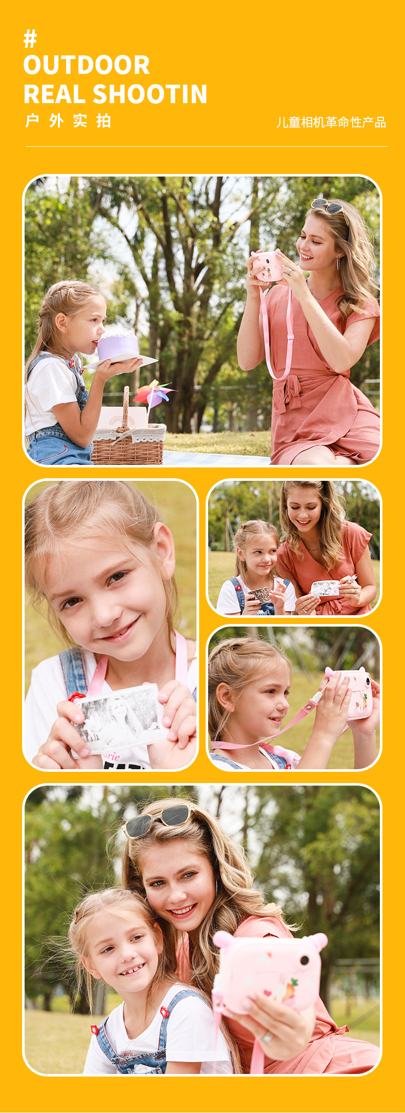 Polaroid Children's Cute Toy Camera Photo Printing Sticker Polaroid Camera Christmas Birthday Gift