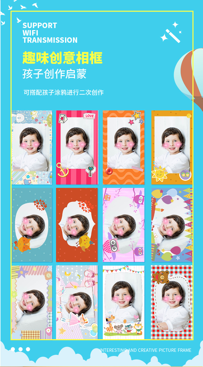 Polaroid Children's Cute Toy Camera Photo Printing Sticker Polaroid Camera Christmas Birthday Gift