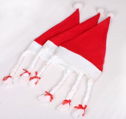 Lady's Braid Hat Christmas Gift Braid Hat Red Santa Hat Santa Claus Hat men's and women's Christmas Hat