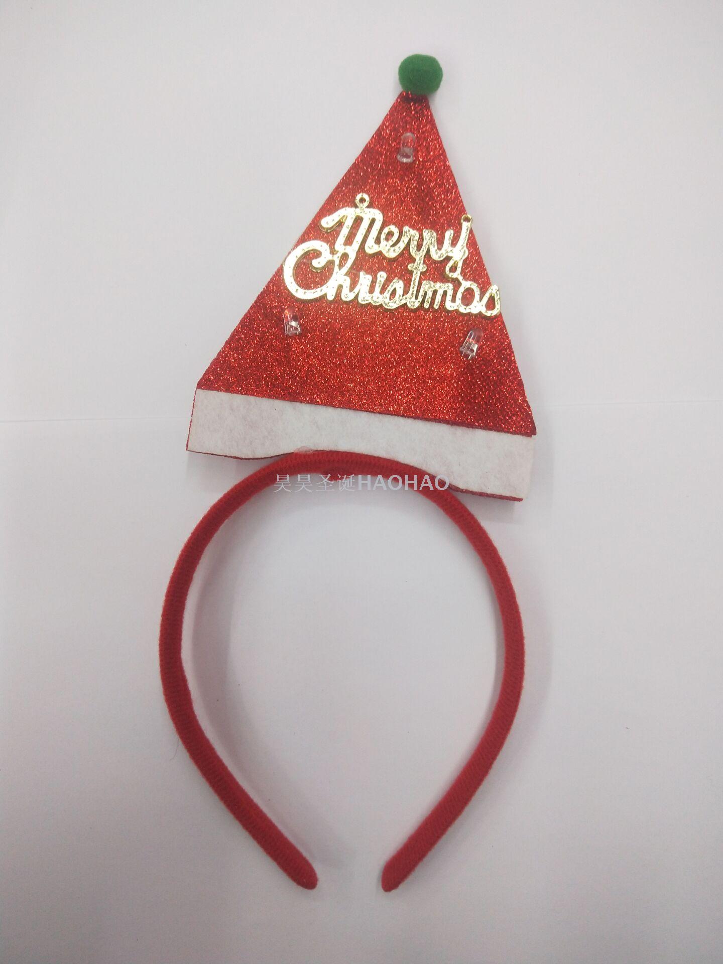 Christmas Head Buckle Christmas Tree Christmas Hat Head Buckle with Light Adult and Children Head Buckle Party Supplies Christmas Factory Direct Sales