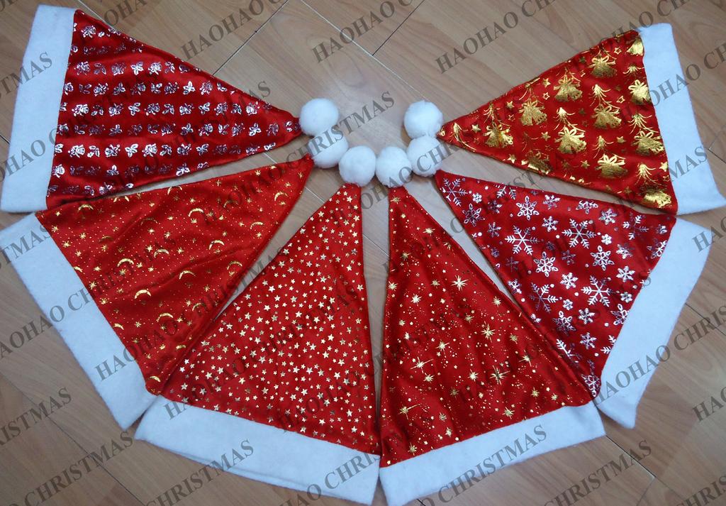 Red Non-Woven Fabric Bronze Printing Christmas Hat