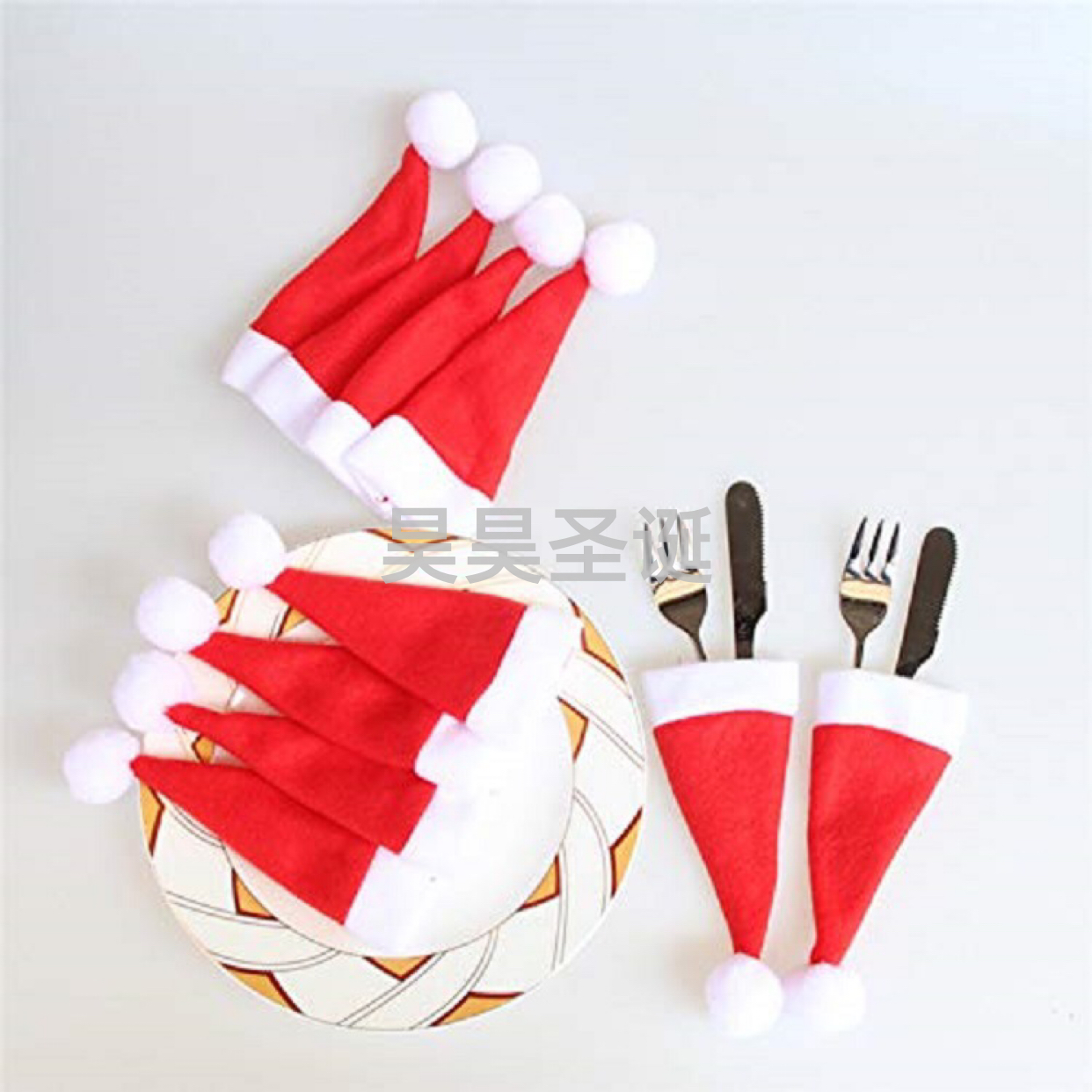 Christmas Decoration Supplies Ultra-Small Christmas Hat Knife and Fork Cap Factory Direct Sales