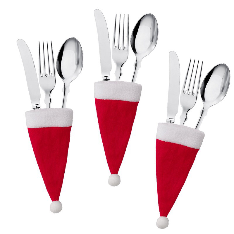 Christmas Decoration Supplies Ultra-Small Christmas Hat Knife and Fork Cap Factory Direct Sales
