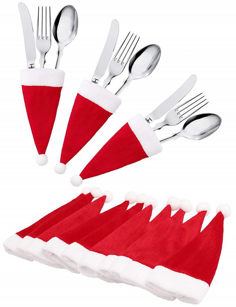 Christmas Decoration Supplies Ultra-Small Christmas Hat Knife and Fork Cap Factory Direct Sales