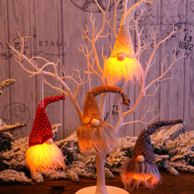 Christmas with Lights Forester Christmas Tree Decoration Pendant Night Light Luminous Holiday Home Layout Hanging Ornaments