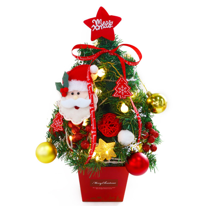Mini Christmas Tree Desktop with Lights 50cm Golden Red Christmas Tree Package Christmas Tree Tree