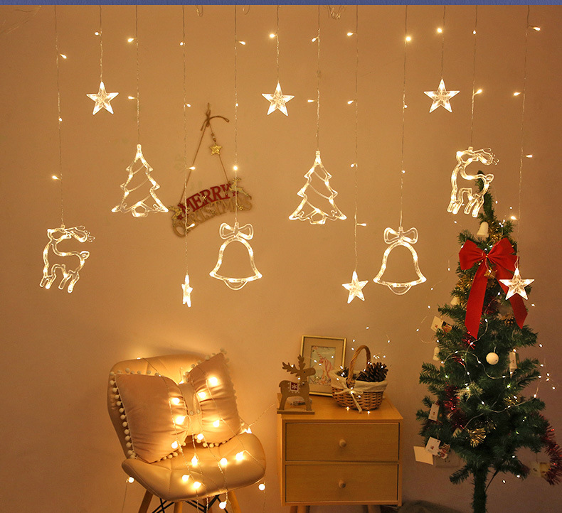LED Curtain Light Christmas Holiday Room Ornamental Festoon Lamp Creative Christmas tree lights