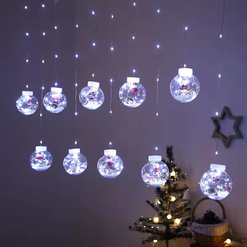 LED Christmas Wish Orbs Lights Elderly Snowman Christmas Tree Copper Wire Curtain Lights Indoor Shop Decorative Lights