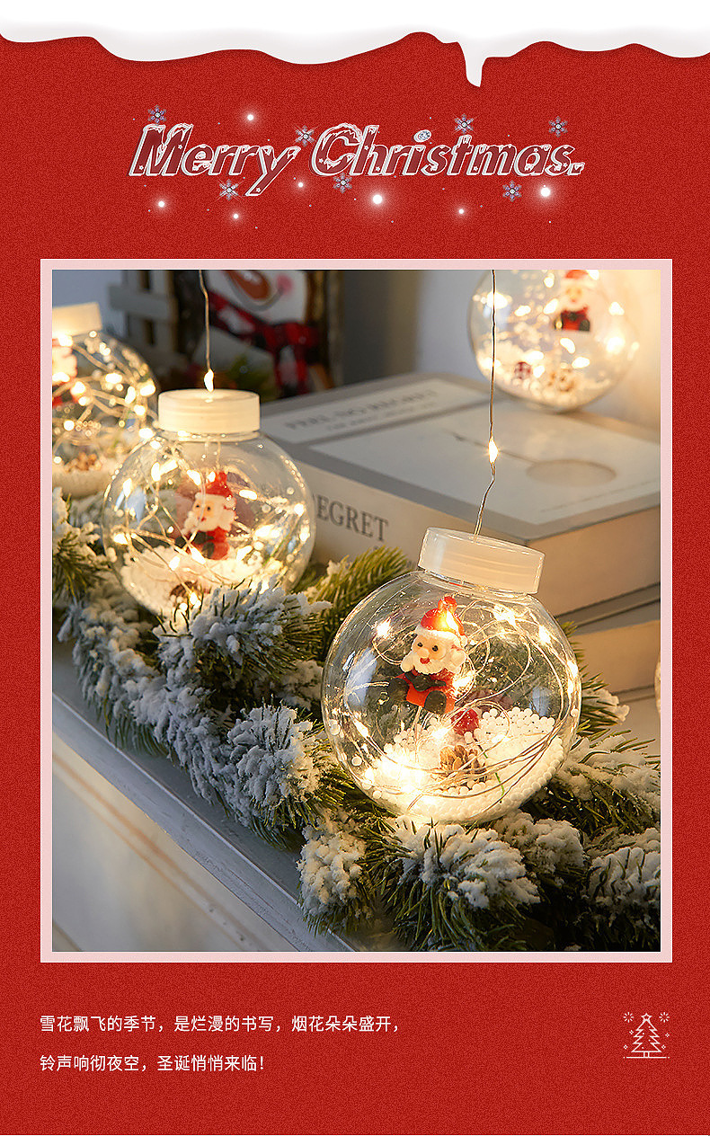 LED Christmas Wish Orbs Lights Elderly Snowman Christmas Tree Copper Wire Curtain Lights Indoor Shop Decorative Lights