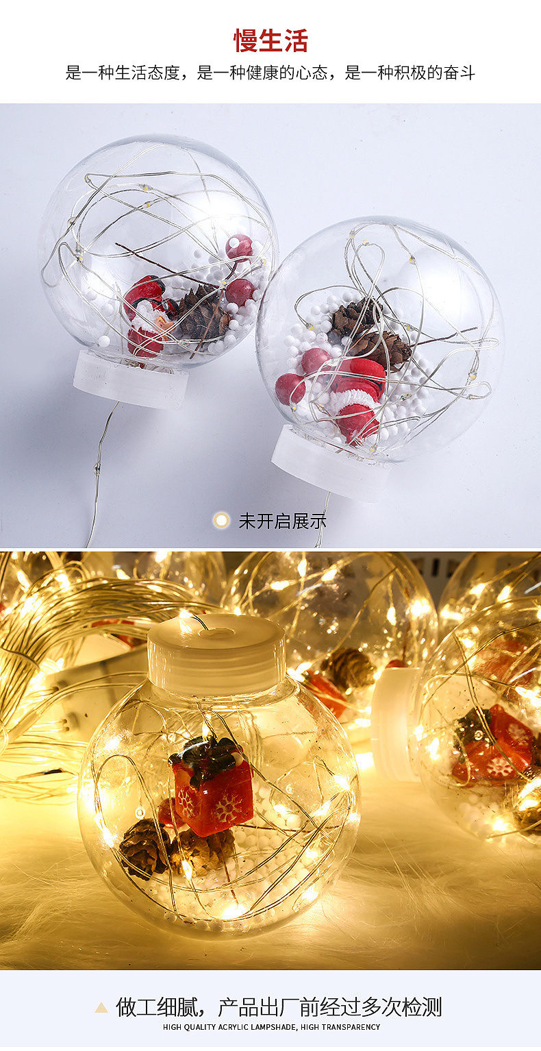 LED Christmas Wish Orbs Lights Elderly Snowman Christmas Tree Copper Wire Curtain Lights Indoor Shop Decorative Lights