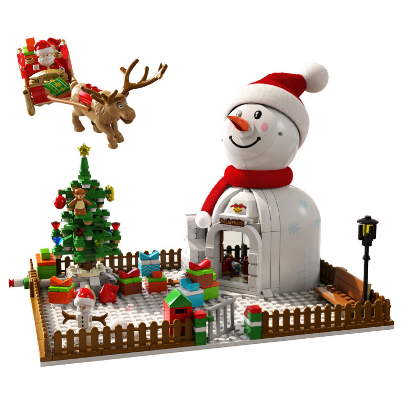 Sembo Block Christmas Gifts Assembled Educational Toys for Girls Lights Christmas Tree Christmas Snowman Gift House