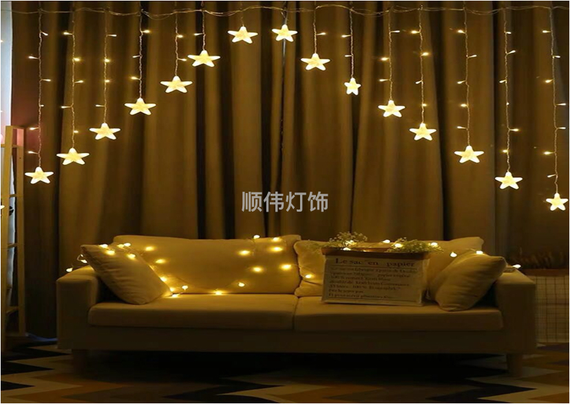 12 Hanging Colored Lights LED Lights Holiday Lights Christmas Lights Decorative Lights Net Red Light Star Moon Christmas Tree Snowflake Inverted V