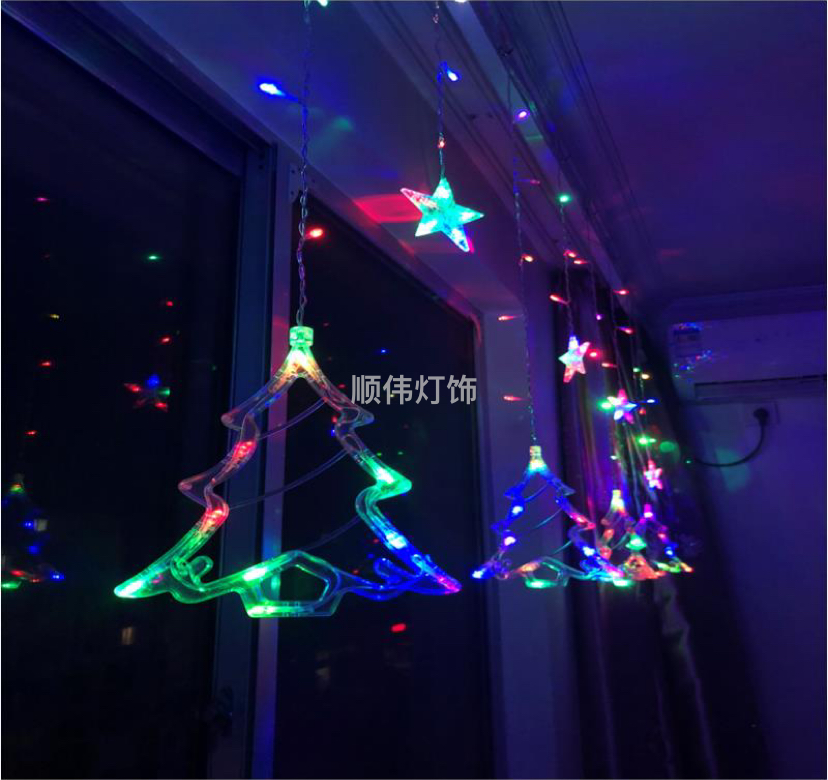 12 Hanging Colored Lights LED Lights Holiday Lights Christmas Lights Decorative Lights Net Red Light Star Moon Christmas Tree Snowflake Inverted V
