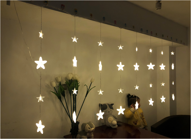 12 Hanging Colored Lights LED Lights Holiday Lights Christmas Lights Decorative Lights Net Red Light Star Moon Christmas Tree Snowflake Inverted V