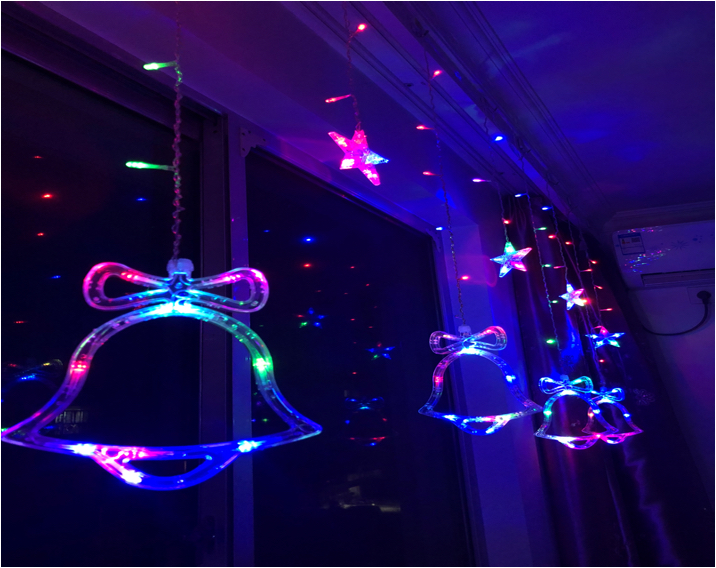 12 Hanging Colored Lights LED Lights Holiday Lights Christmas Lights Decorative Lights Net Red Light Star Moon Christmas Tree Snowflake Inverted V