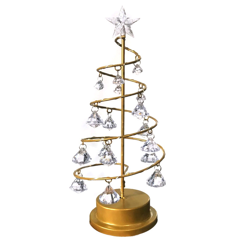 Cross-Border Christmas Tree Lamp Colored Lights Modeling Lamp Crystal Diamond Room Bedroom Small Night-Light Table Lamp Decorative Lamp Ornaments