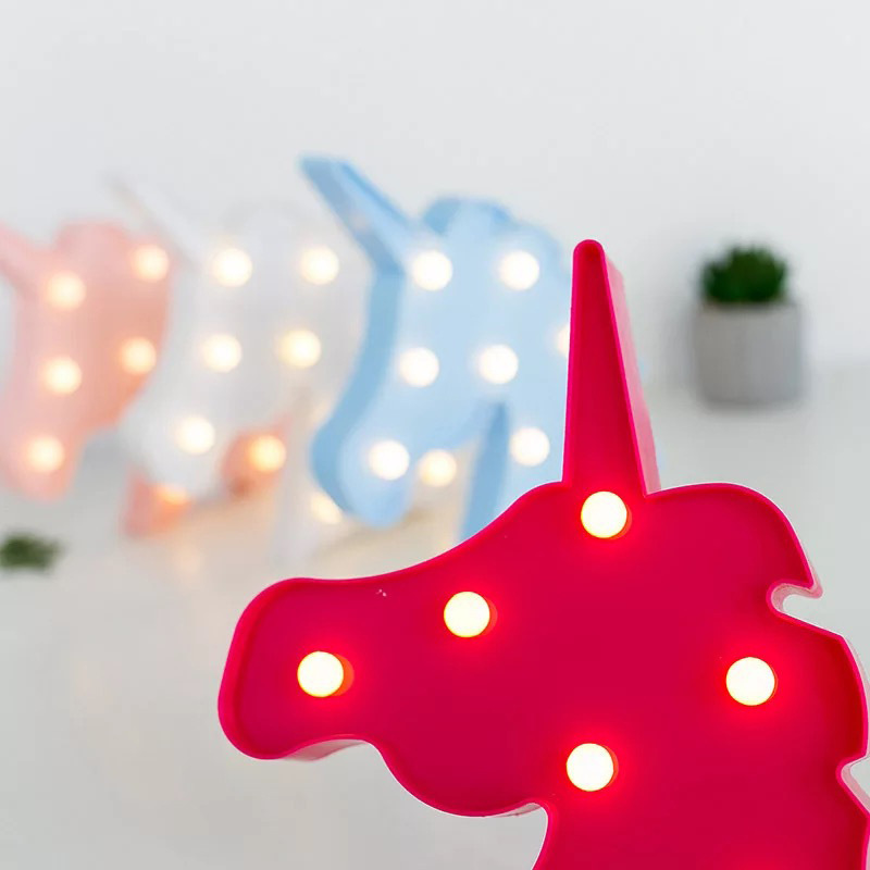 Factory Direct Sales New Ins Flamingo Unicorn Coconut Tree Five-Pointed Star Modeling Lamp Christmas Room Decorative Lights