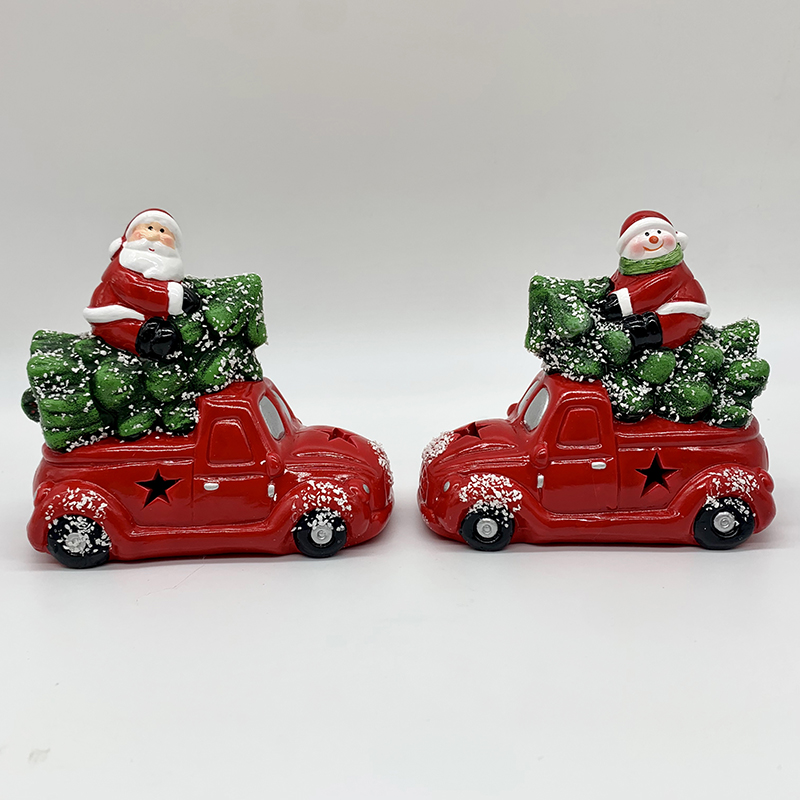 Christmas Ceramic Ornaments Gifts Old Man Snowman Christmas Tree Baking Cake Accessories with Lights Party Decorations