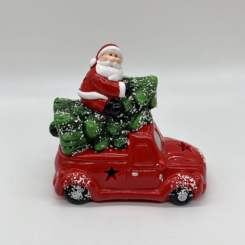 Christmas Ceramic Ornaments Gifts Old Man Snowman Christmas Tree Baking Cake Accessories with Lights Party Decorations