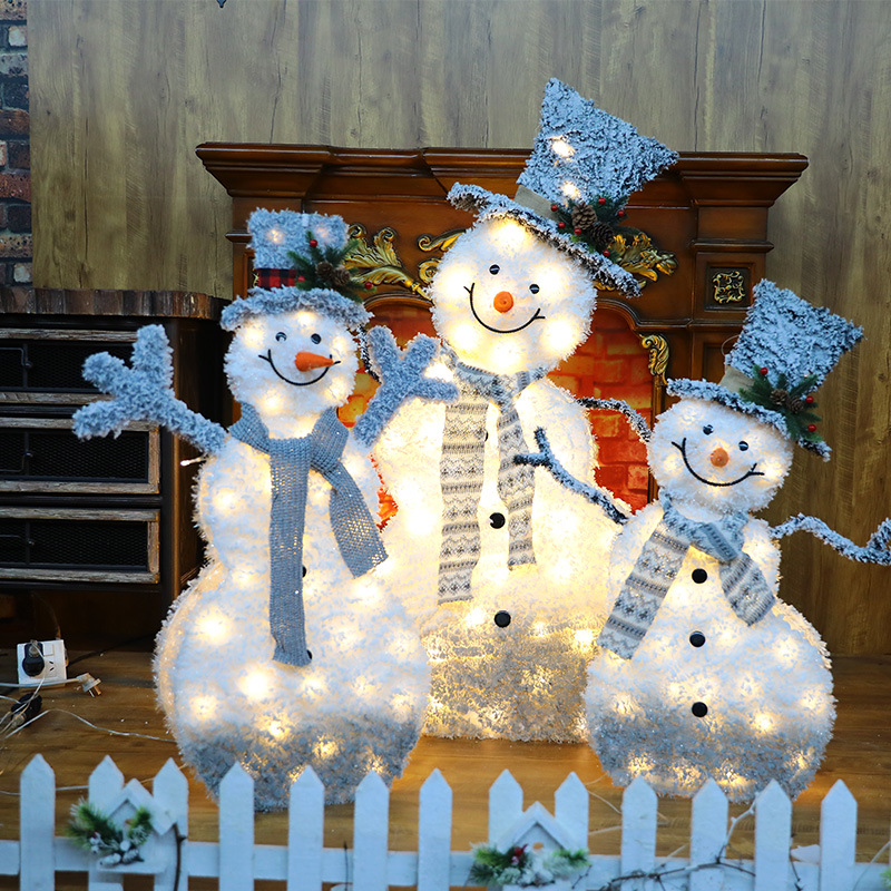 Christmas Decoration Lights Christmas Snowman Elderly Doll Christmas Tree Large Decoration Hotel Show Window Scene Layout